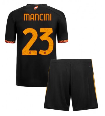 AS Roma Gianluca Mancini #23 Tercera Equipación Niños 2023-24 Manga Corta (+ Pantalones cortos)